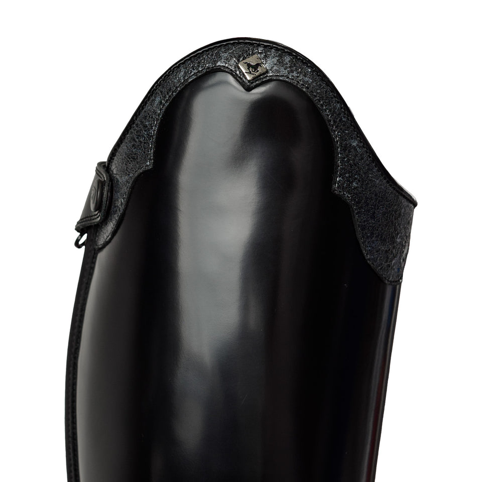 De Niro S3601 Brushed Black Riding Boots with Codone Pioggia Grigio Top