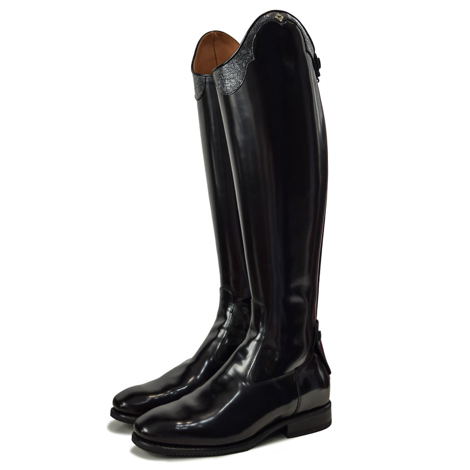 De Niro S3601 Brushed Black Riding Boots with Codone Pioggia Grigio Top