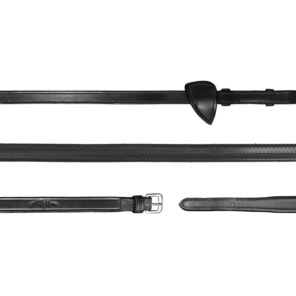Dy'on New English 1/2in Rubber Reins - Black