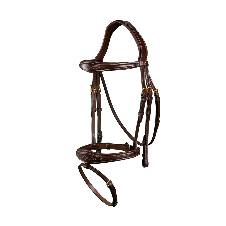 Dy'on D Collection Anatomic Flash Noseband Bridle - Brown