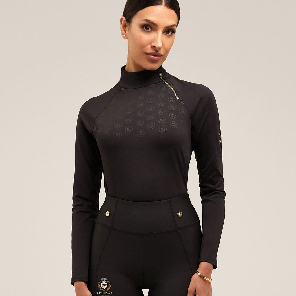 Equidae London Sarah Long Sleeve Side Zip Base Layer - Black