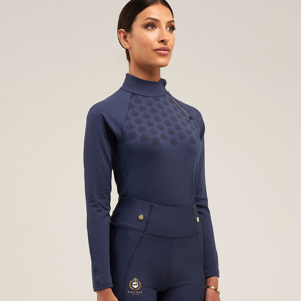 Equidae London Sarah Long Sleeve Side Zip Base Layer - Navy