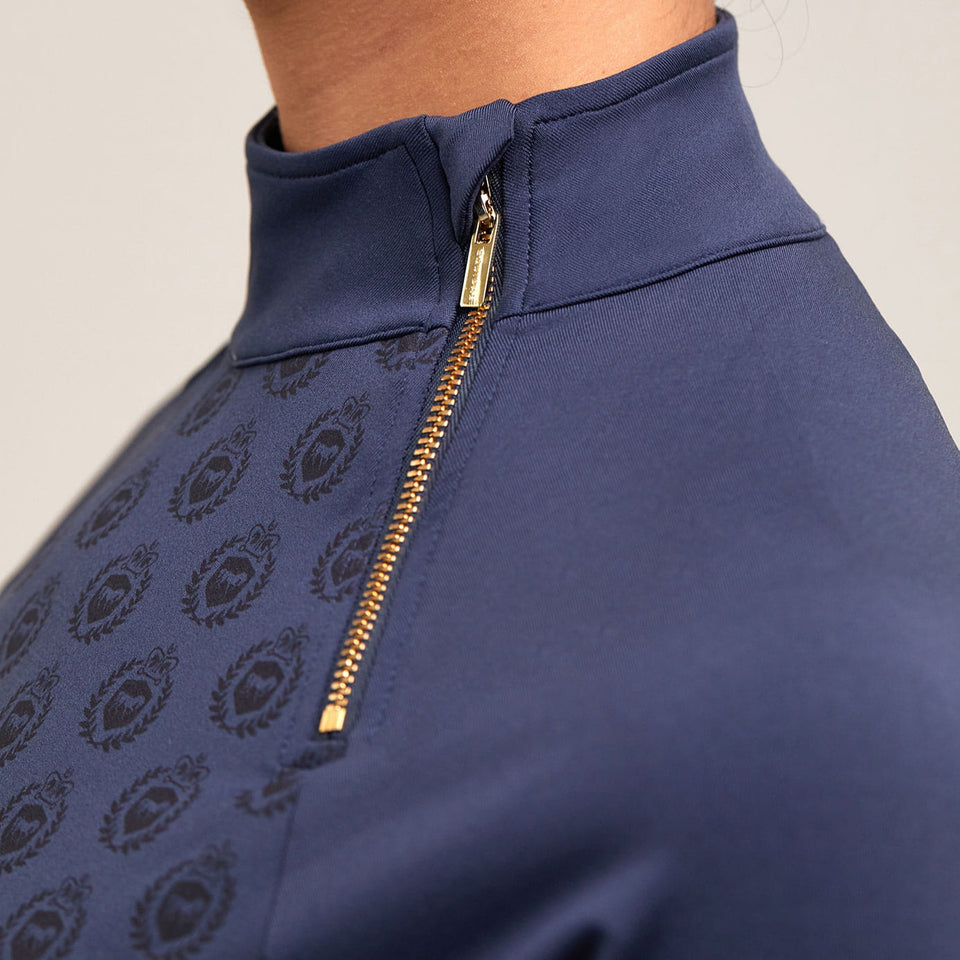 Equidae London Sarah Long Sleeve Side Zip Base Layer - Navy