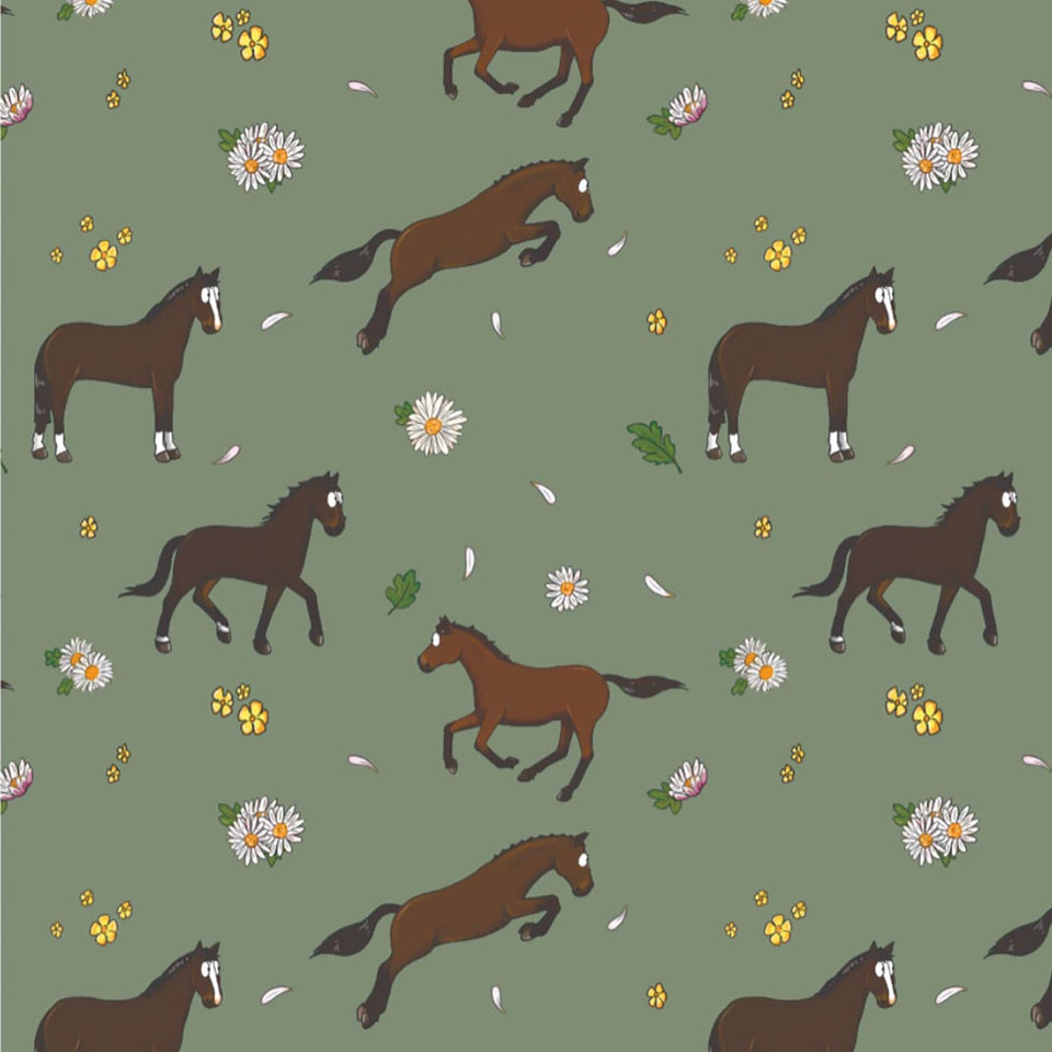 Emily Cole 'Bay Horse and Daisies' Horse Tea Towel