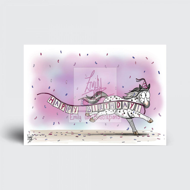 Emily Cole Pony Happy Birthday Card - Spotted