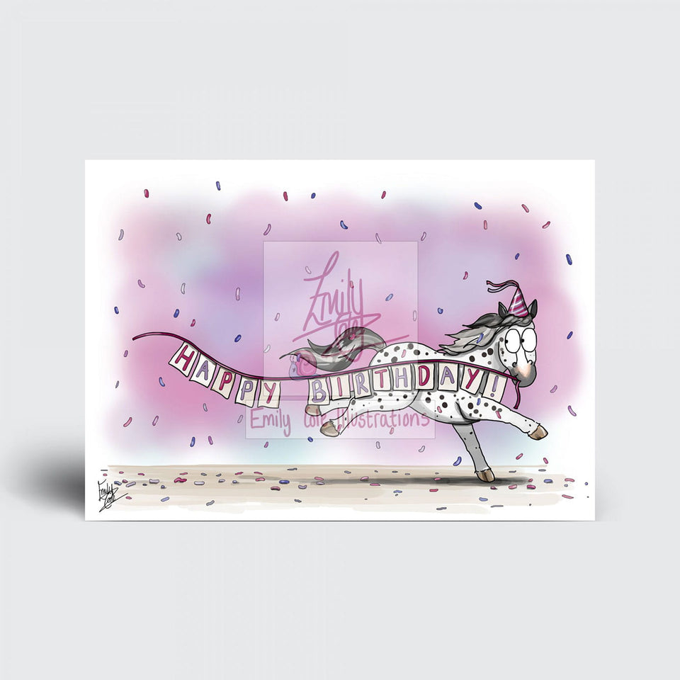 Emily Cole Pony Happy Birthday Card - Spotted