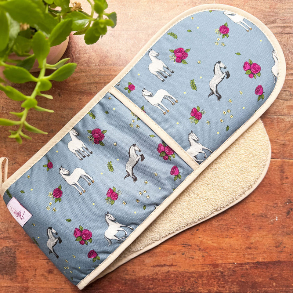 Emily Cole Grey Horse Oven Gloves