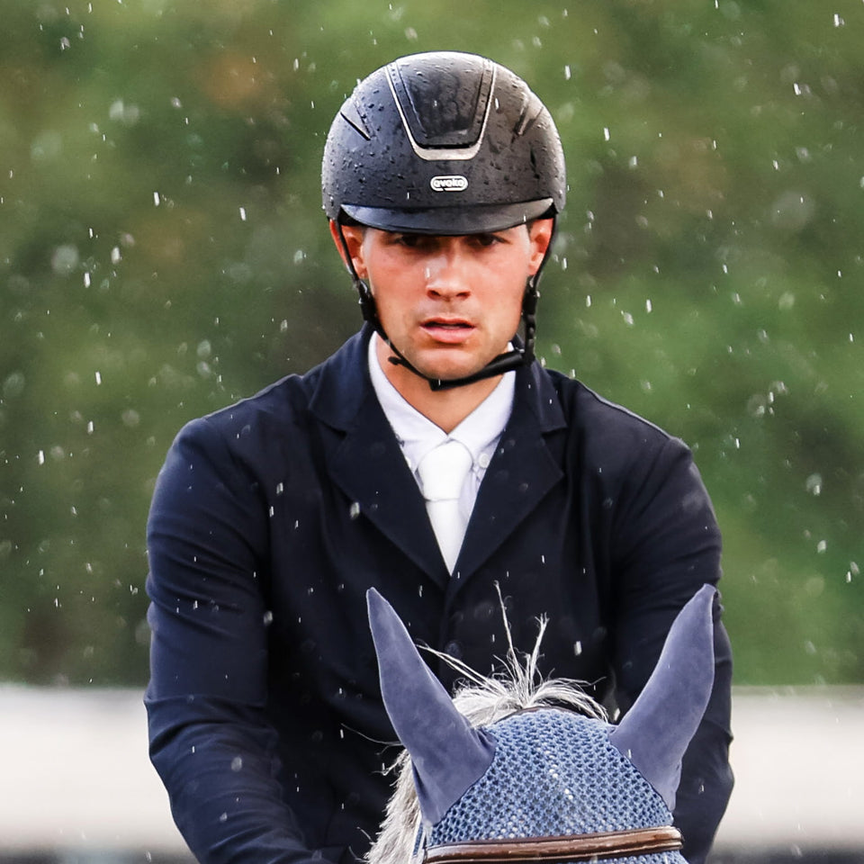 Evoke Callisto Classic Peak Riding Hat - Black Carbon/Gunmetal