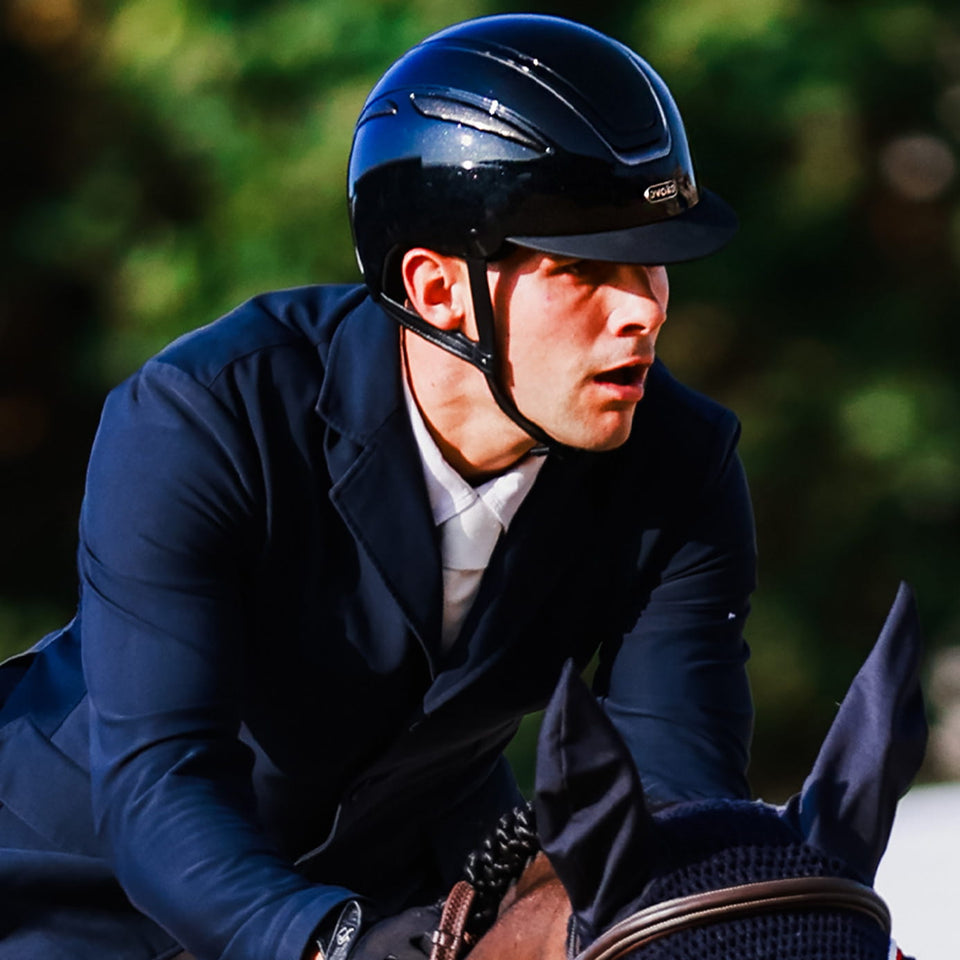 Evoke Callisto Classic Peak Riding Hat - Black Metallic/Gunmetal