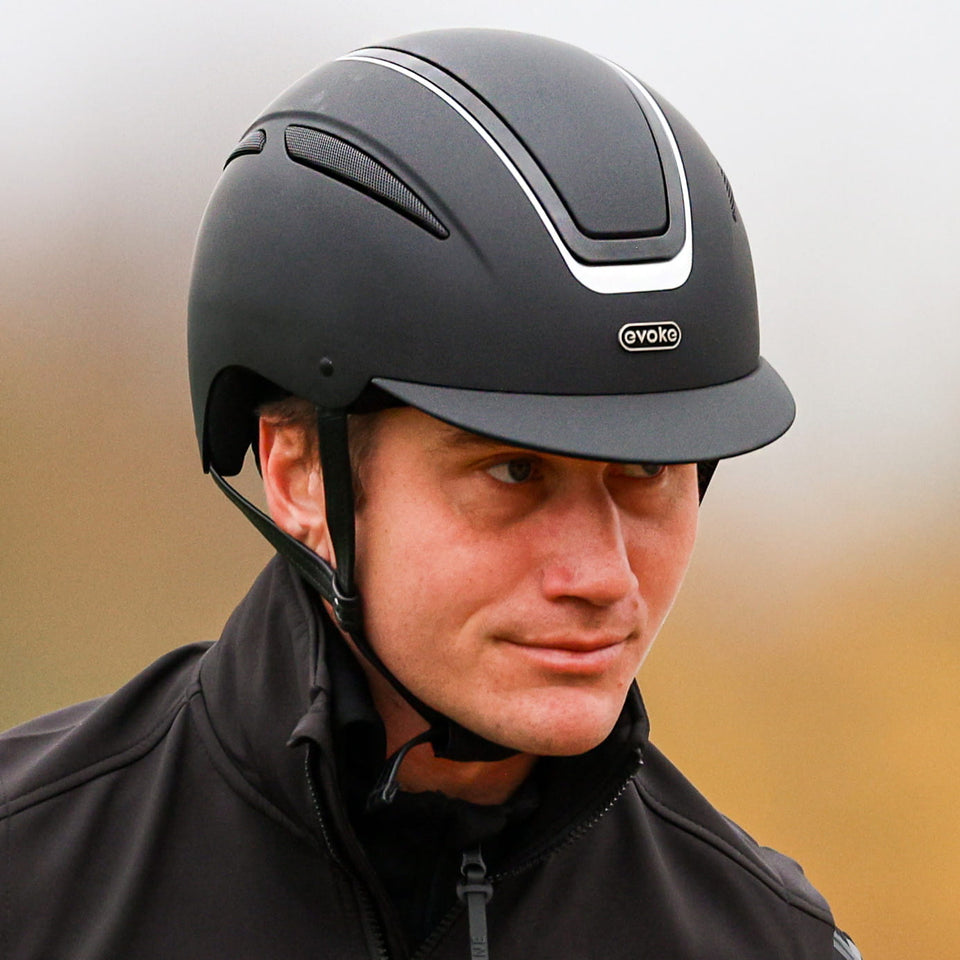 Evoke Callisto Classic Peak Riding Hat - Black/Silver
