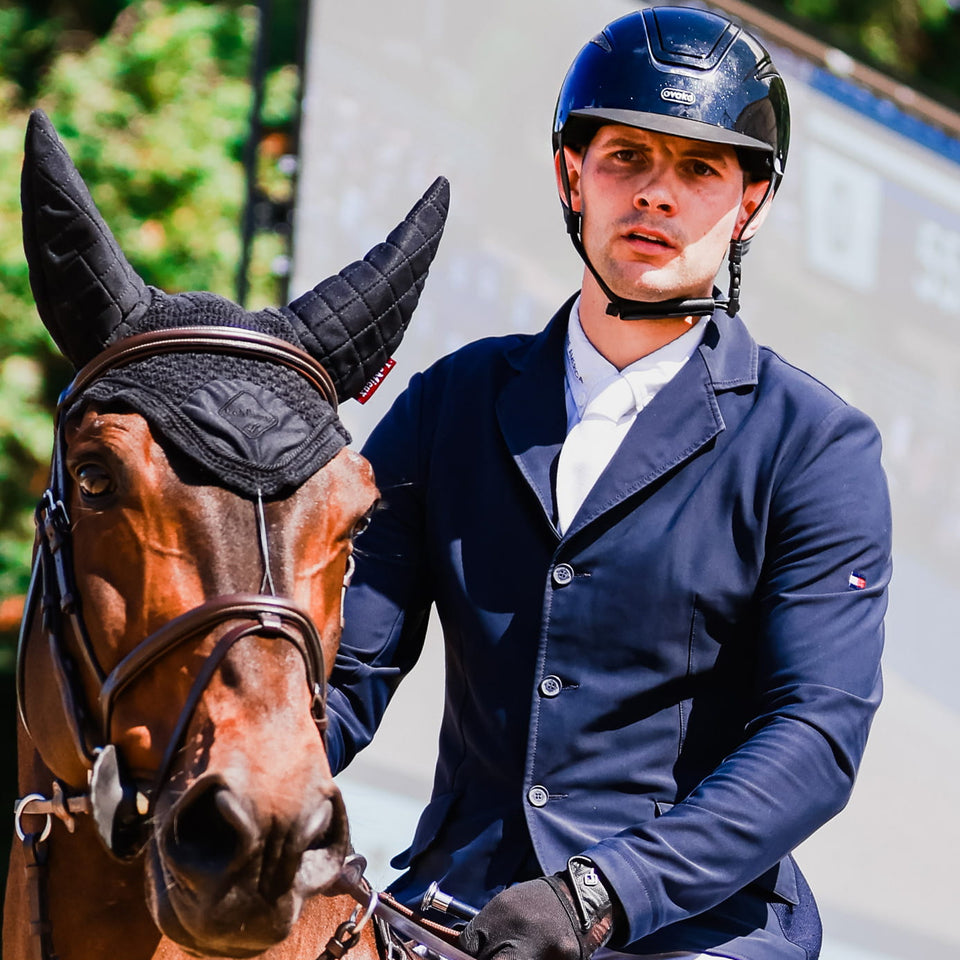 Evoke Callisto Classic Peak Riding Hat - Navy Metallic/Chrome