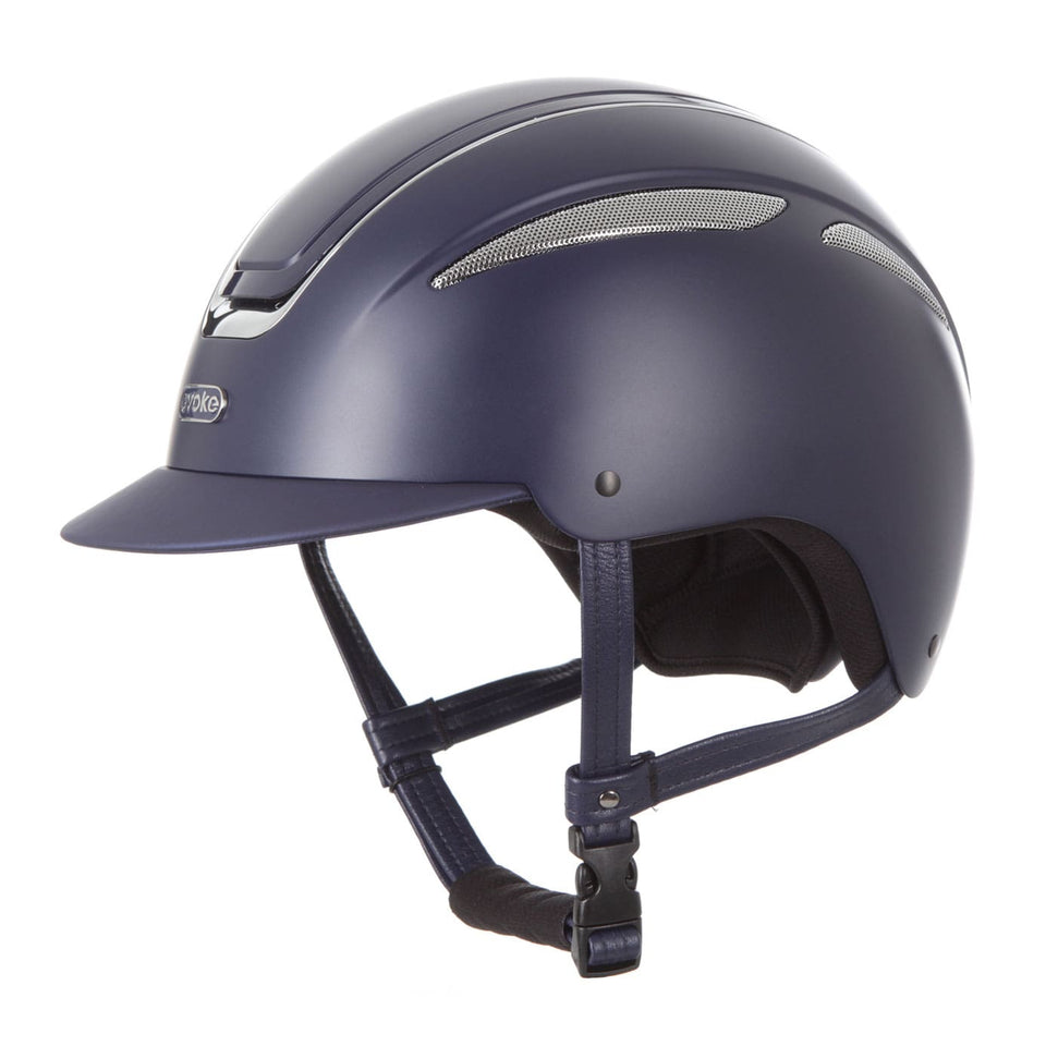 Evoke Callisto Classic Peak Riding Hat - Navy/Chrome