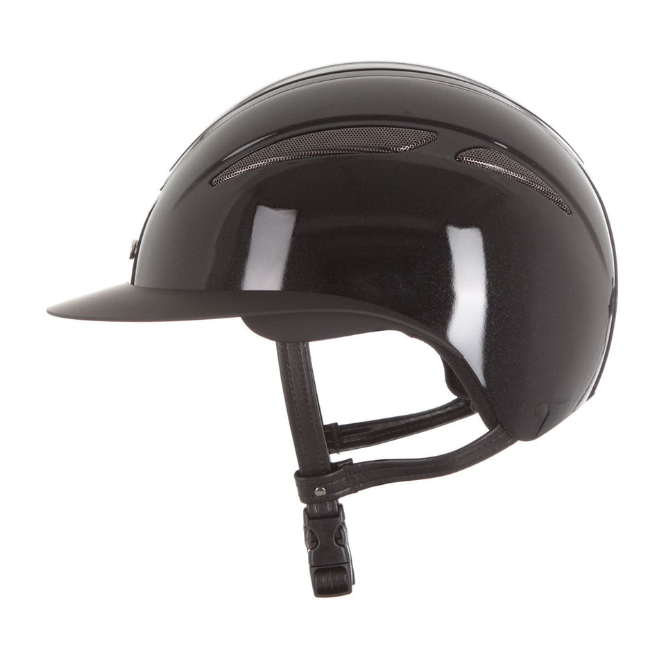 Evoke Callisto Wide Peak Riding Hat - Black Metallic/Gunmetal