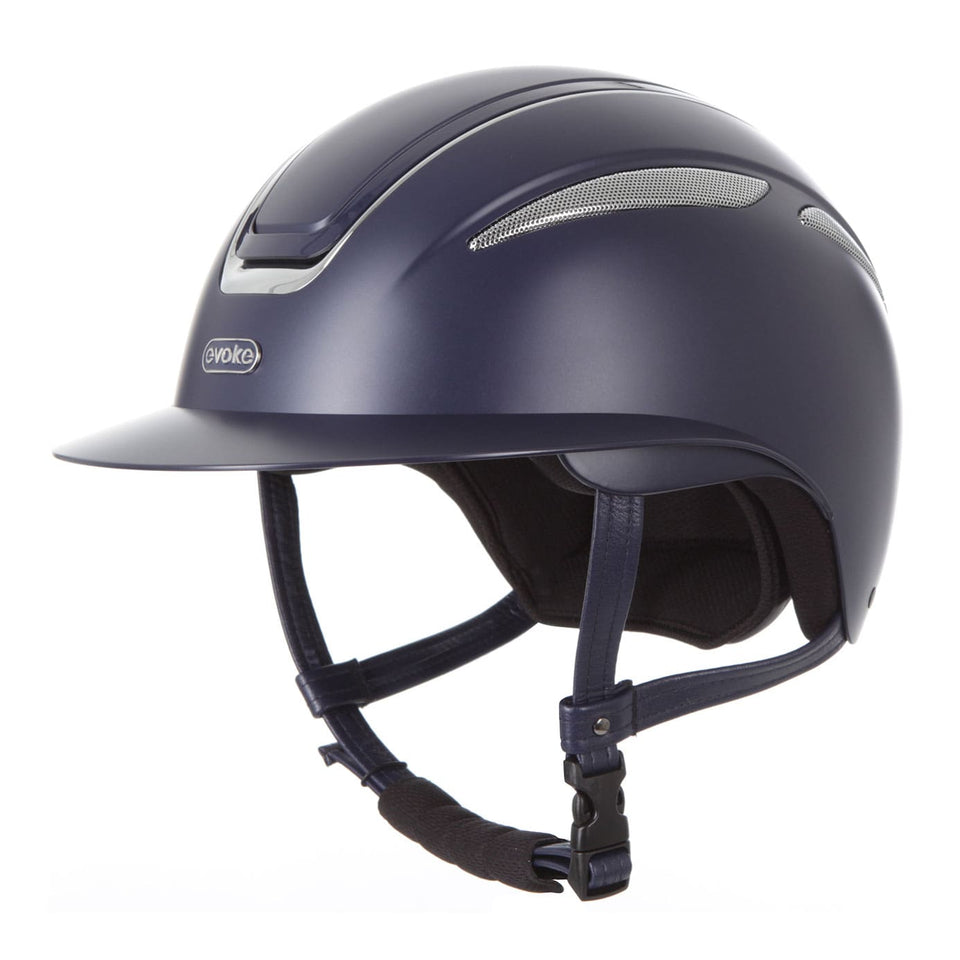 Evoke Callisto Wide Peak Riding Hat - Navy/Chrome