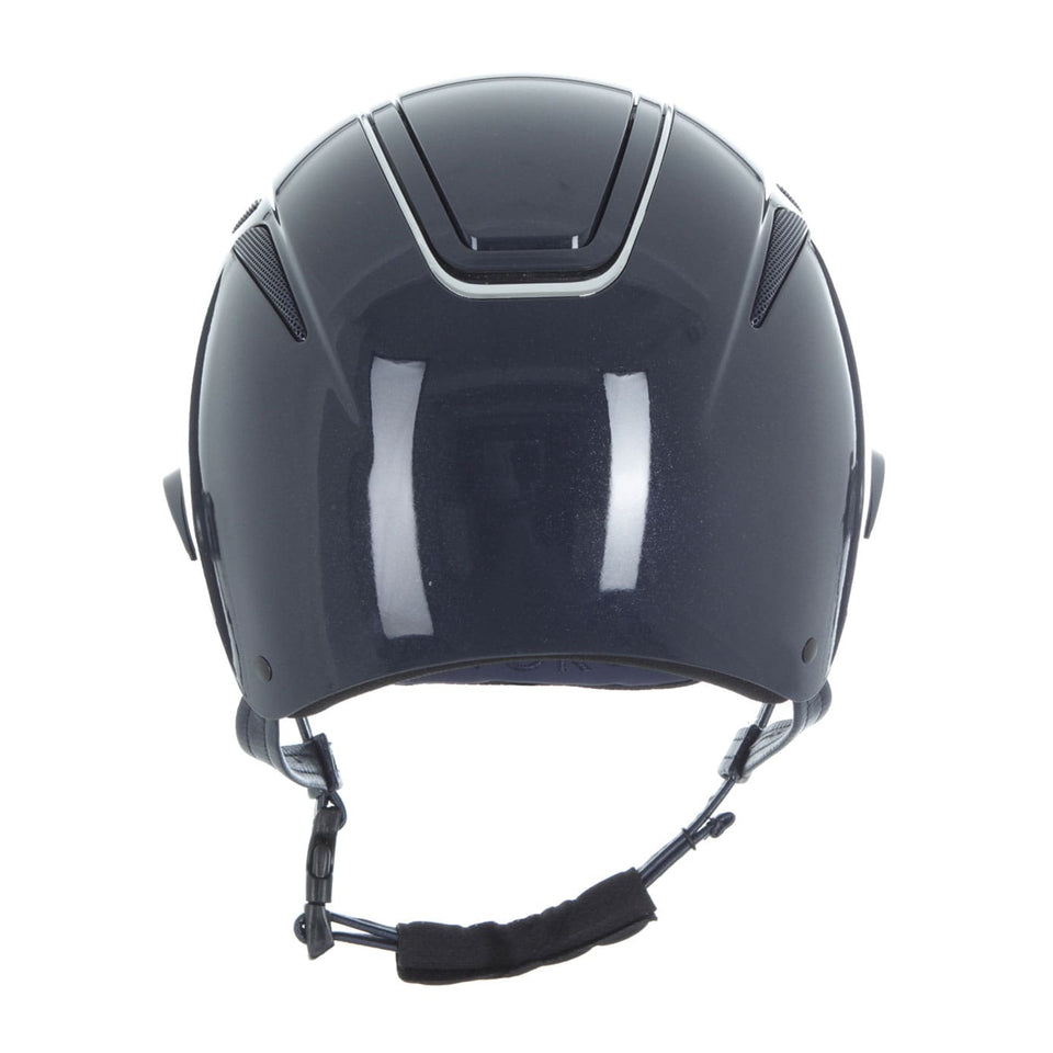 Evoke Callisto Wide Peak Riding Hat - Navy Metallic/Chrome