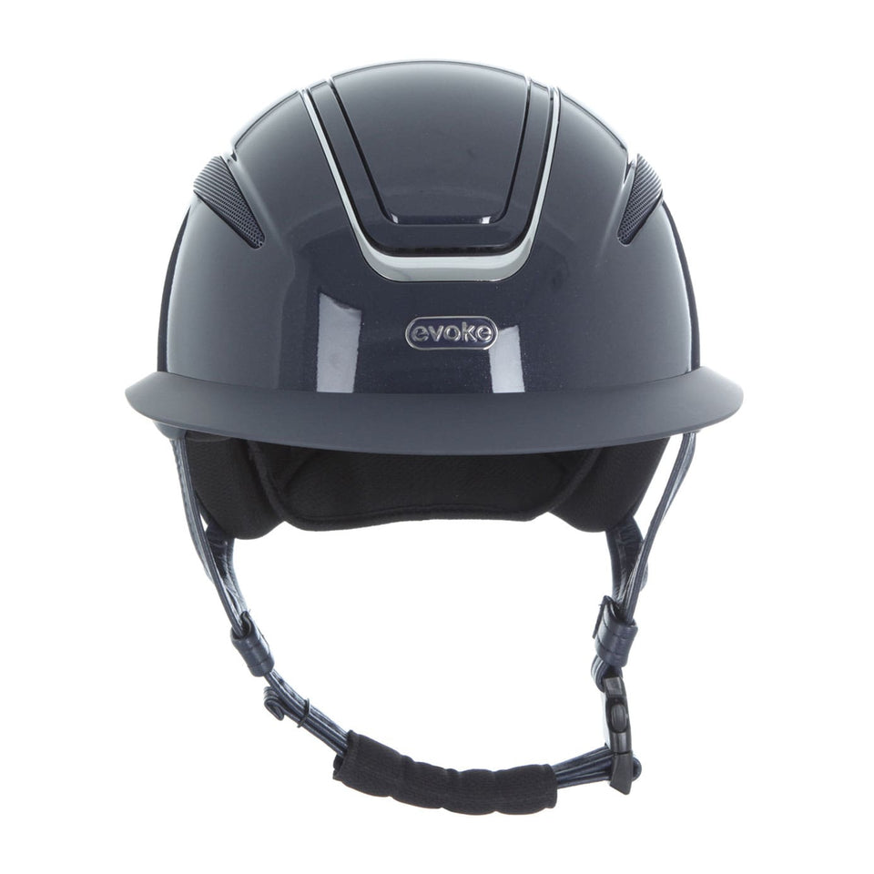 Evoke Callisto Wide Peak Riding Hat - Navy Metallic/Chrome