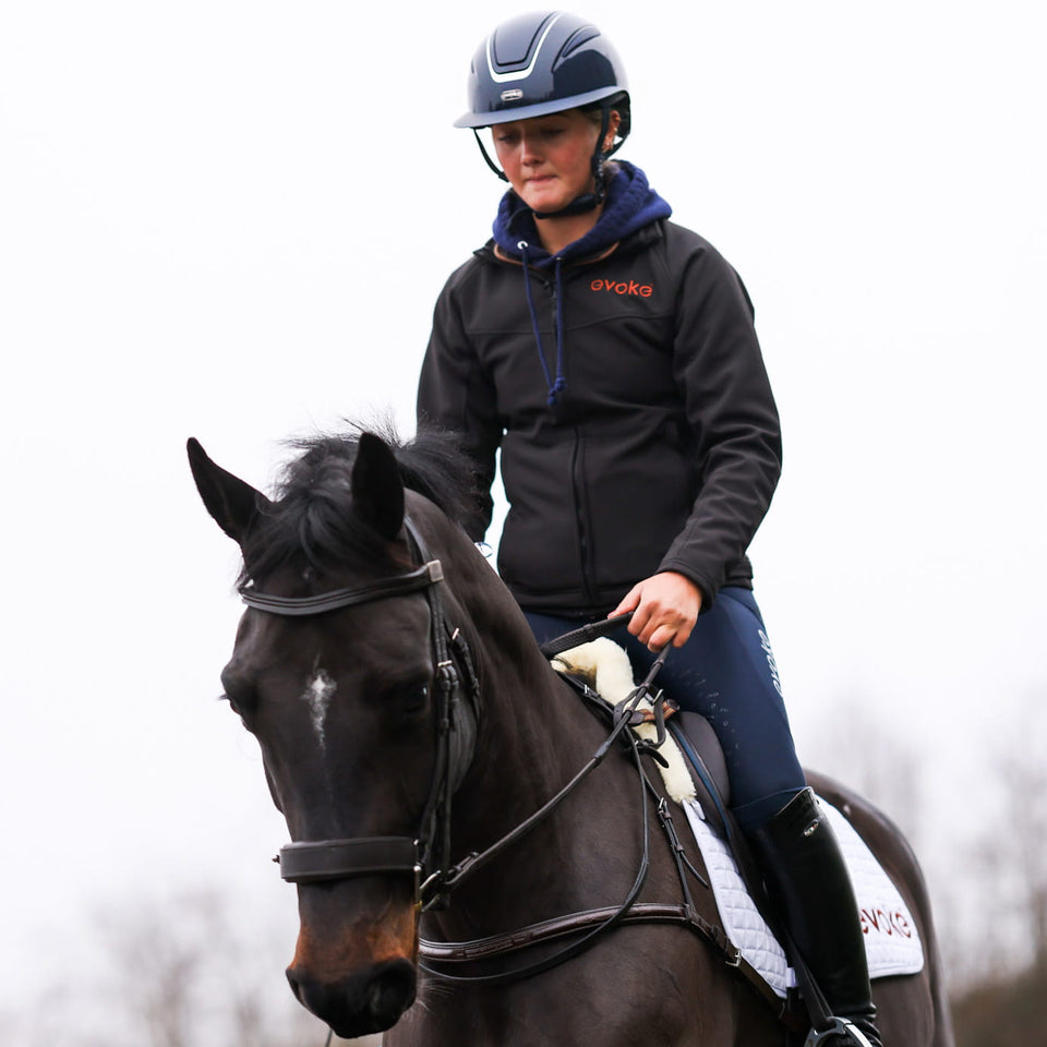 Evoke Callisto Wide Peak Riding Hat - Navy Metallic/Chrome