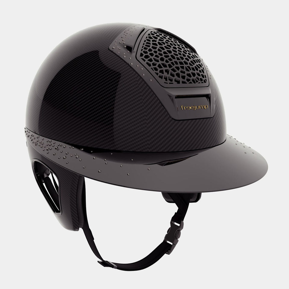 Freejump Voronoï Carbon Riding Hat with Temple Protection - Black/Gloss Trim/Black Crystals