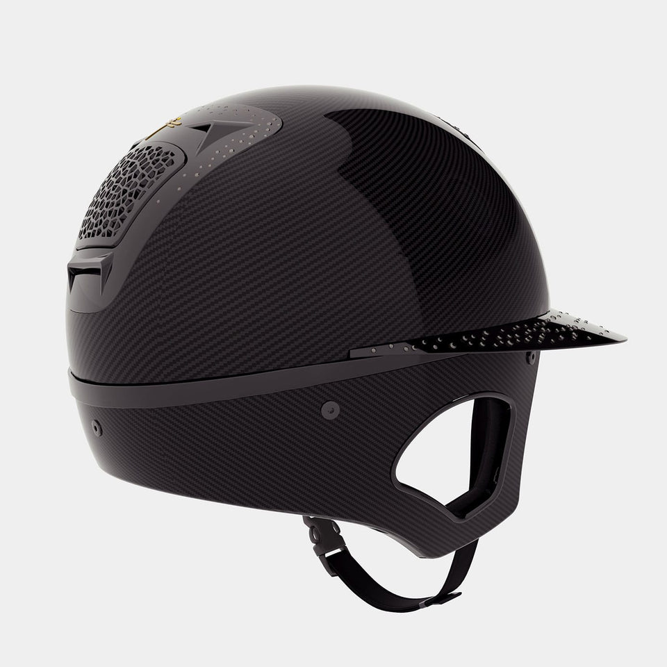 Freejump Voronoï Carbon Riding Hat with Temple Protection - Black/Gloss Trim/Black Crystals