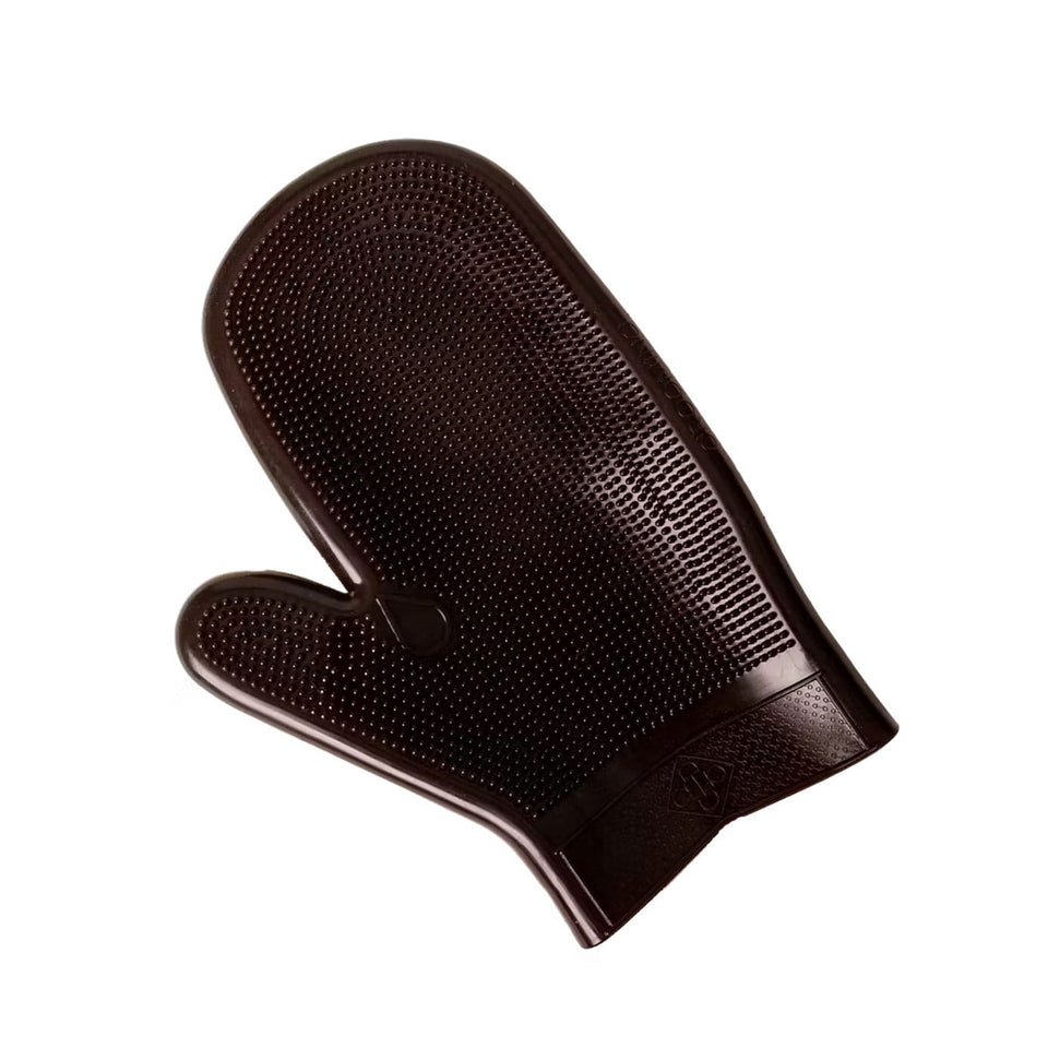 Grooming Deluxe Rubber Grooming Glove - Brown