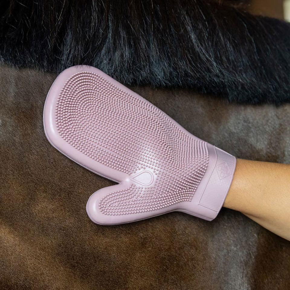 Grooming Deluxe Rubber Grooming Glove - Old Rose