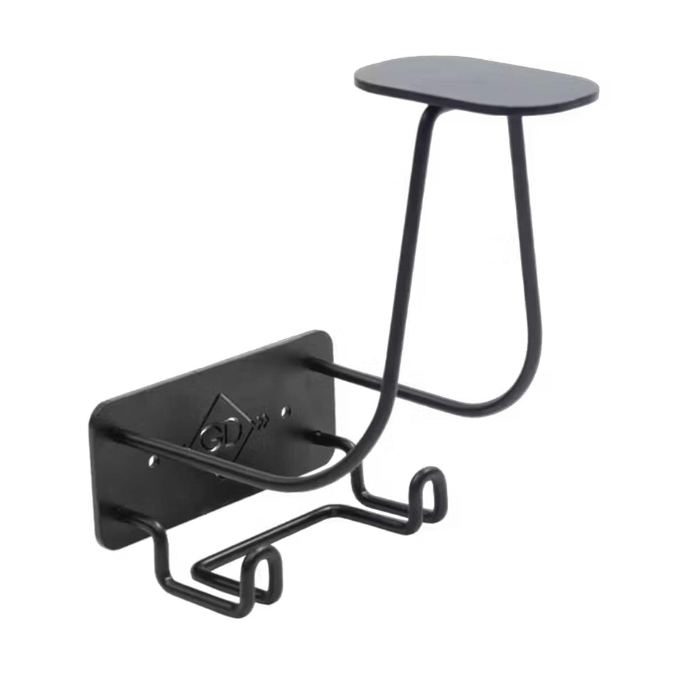 Grooming Deluxe Steel Helmet Holder with Hook - Black