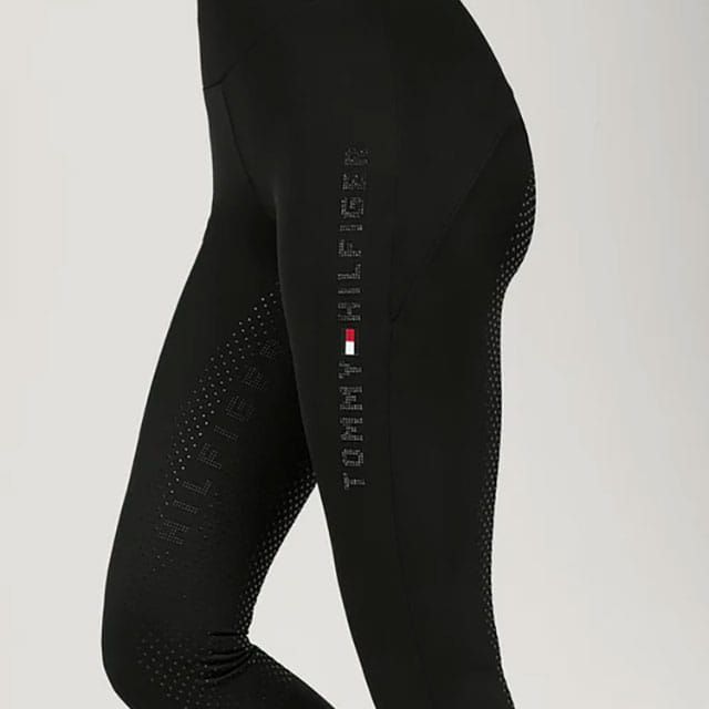 Tommy Hilfiger Elmira Rhinestone Full Grip Leggings - Black