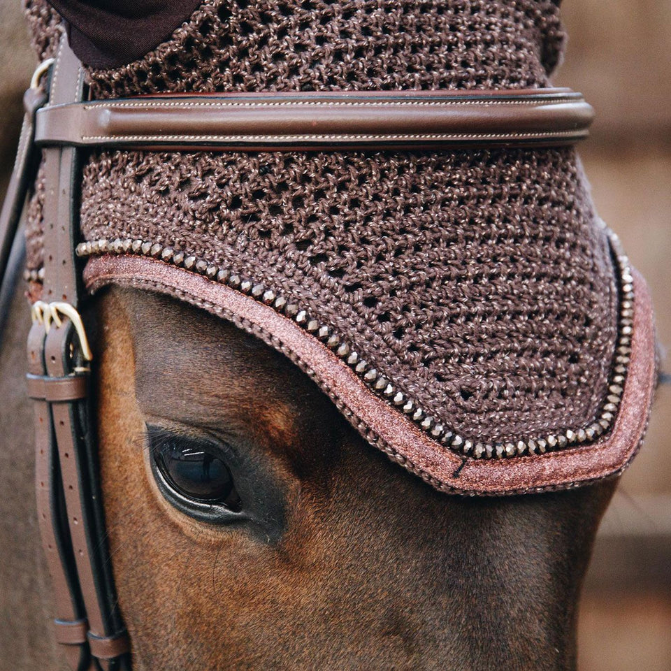 Kentucky Horsewear Wellington Glitter Band Fly Veil - Brown