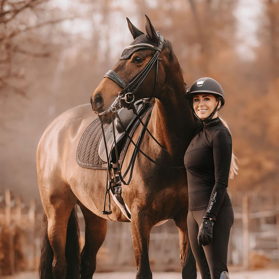 Kentucky Horsewear Glitter and Stone Dressage Saddle Cloth - Black