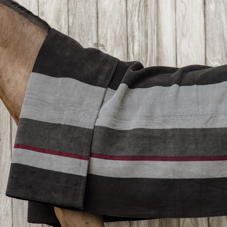 Kentucky Horsewear Heavy Fleece Square Blanket - Stripes Black/Grey