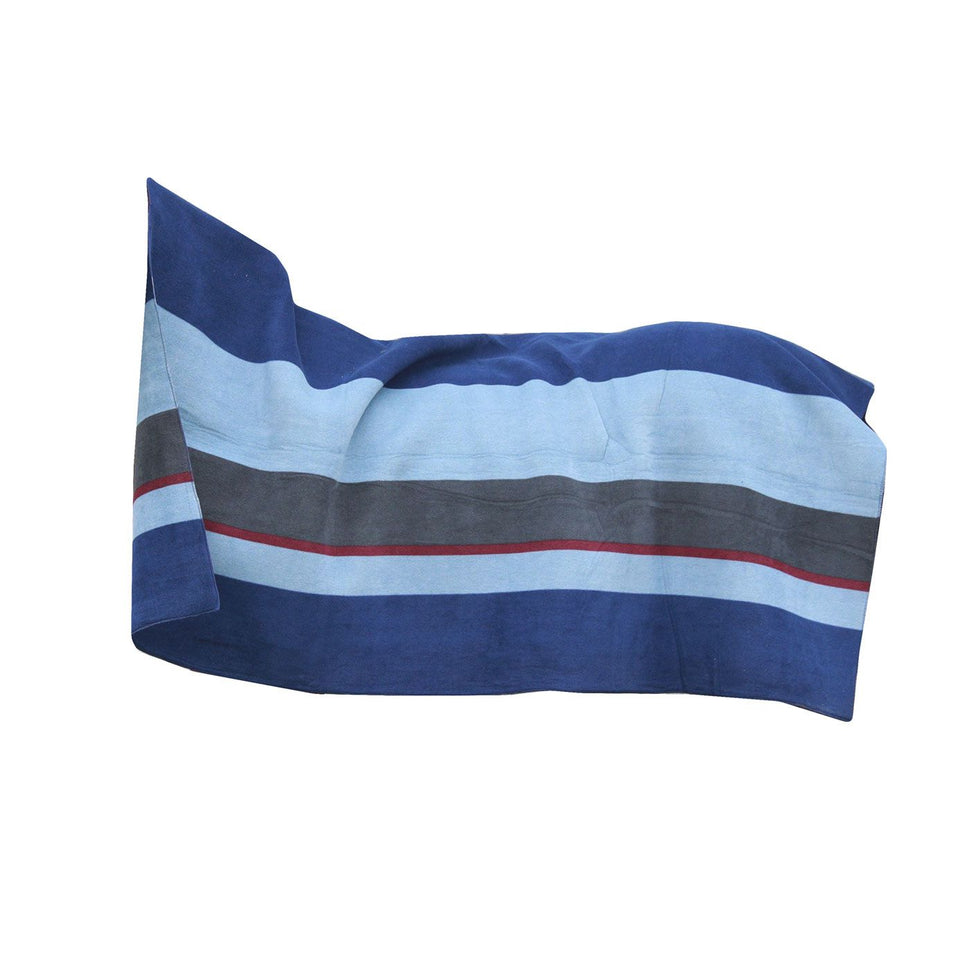Kentucky Horsewear Heavy Fleece Square Blanket - Stripes Navy/Grey