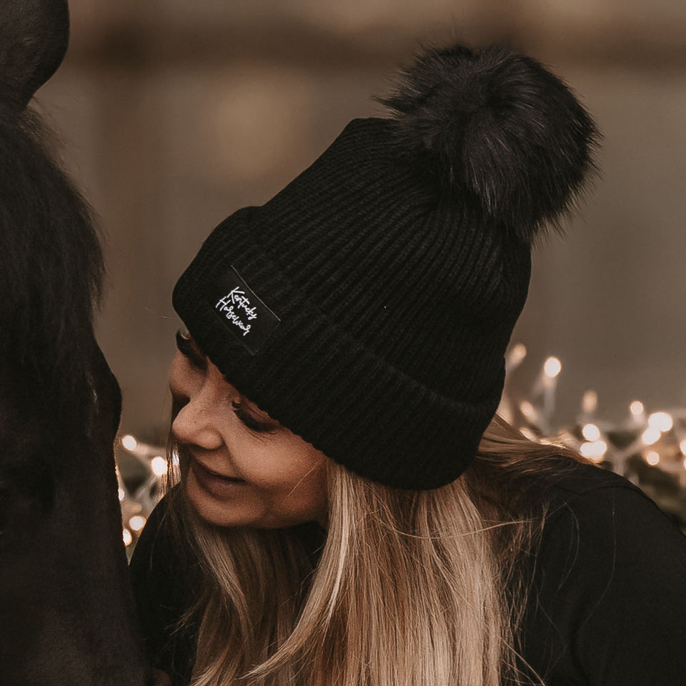 Kentucky Horsewear Pompom Beanie Hat - Black