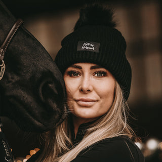 Kentucky Horsewear Pompom Beanie Hat - Black