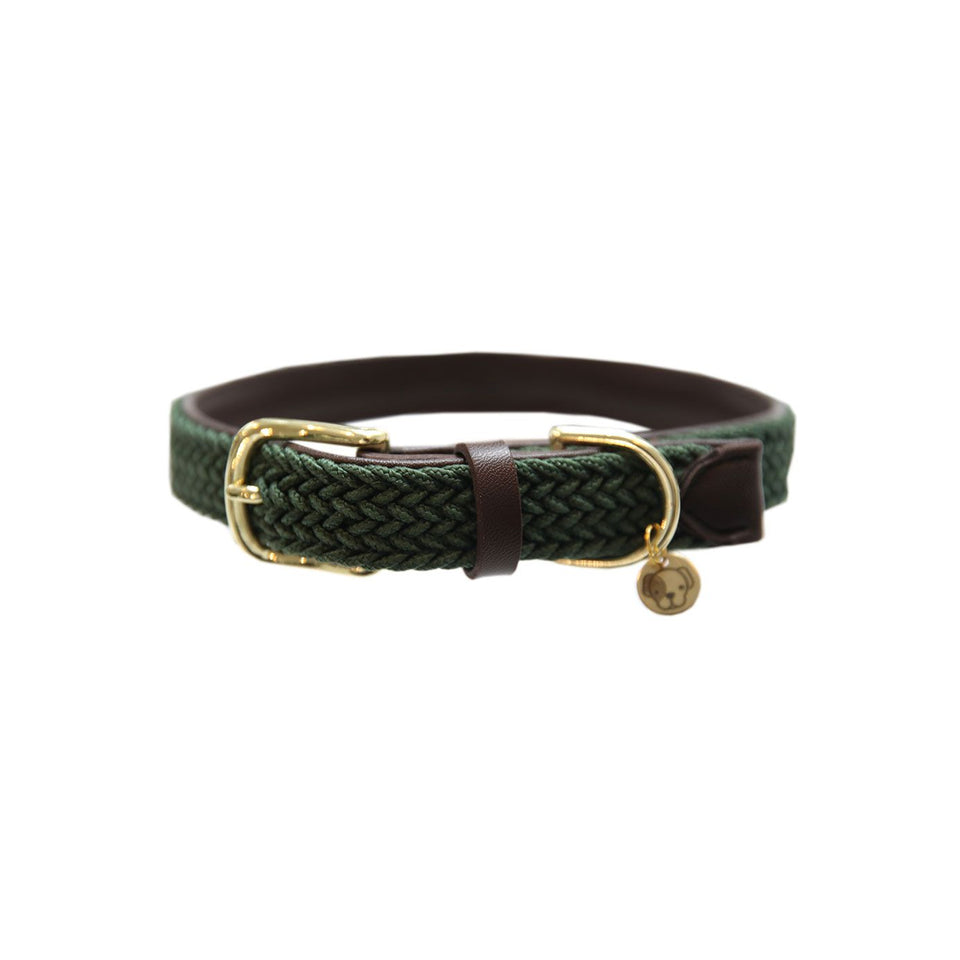 Kentucky Dogwear Plaited Nylon Dog Collar - Olive Green