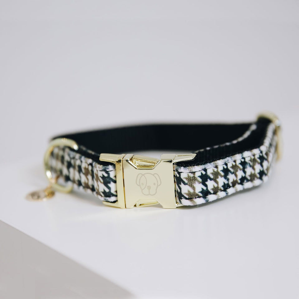 Kentucky Dogwear Pied-de-Poule Dog Collar - Brown