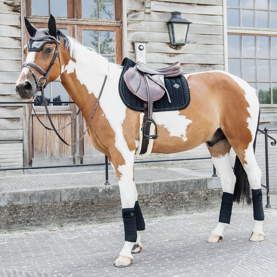 Kentucky Horsewear Velvet Pearls Jumping Saddle Cloth - Black