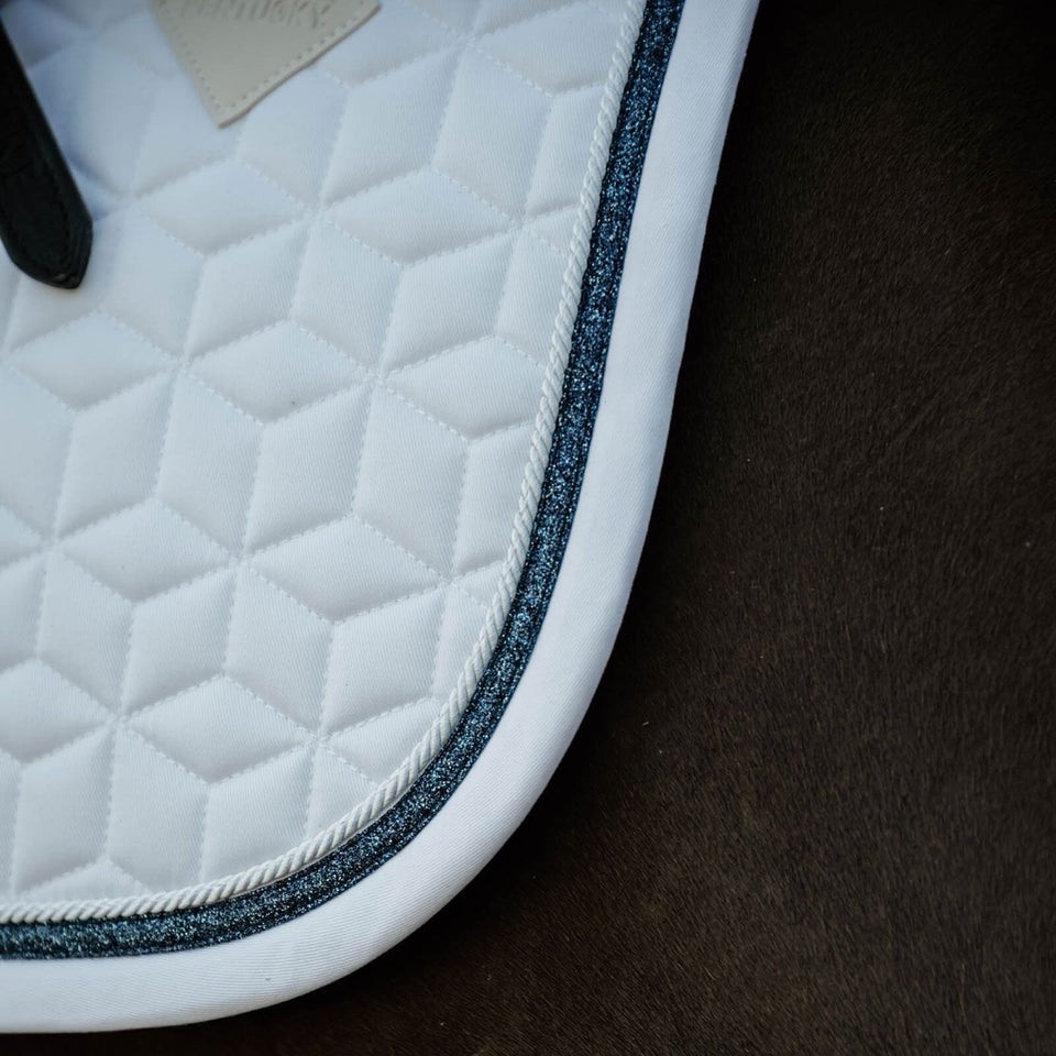 Kentucky Horsewear Glitter Rope Dressage Saddle Cloth - White/Navy