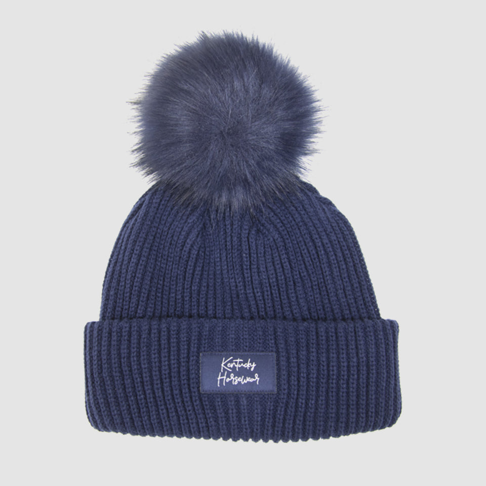Kentucky Horsewear Pompom Beanie Hat - Navy