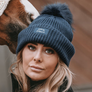 Kentucky Horsewear Pompom Beanie Hat - Navy