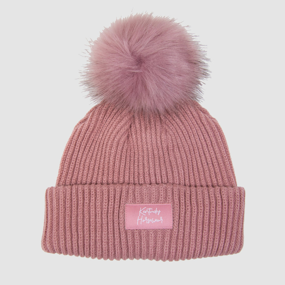 Kentucky Horsewear Pompom Beanie Hat - Old Rose