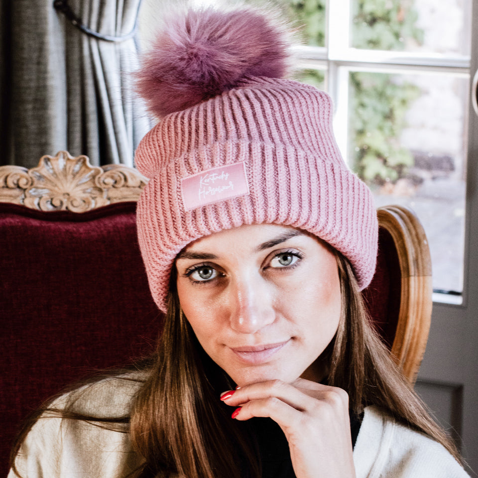 Kentucky Horsewear Pompom Beanie Hat - Old Rose
