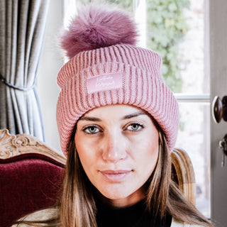 Kentucky Horsewear Pompom Beanie Hat - Old Rose