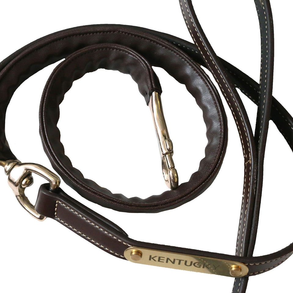 Kentucky Horsewear Leather Covered Lead Chain - Brown
