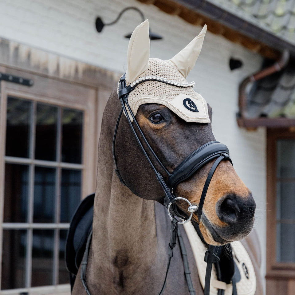 Kentucky Horsewear Wellington 3D Logo Fly Veil - Beige