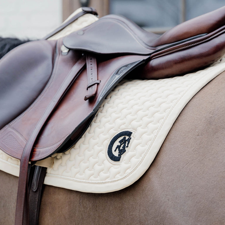 Kentucky Horsewear Plaited 3D Logo Saddle Cloth - Beige