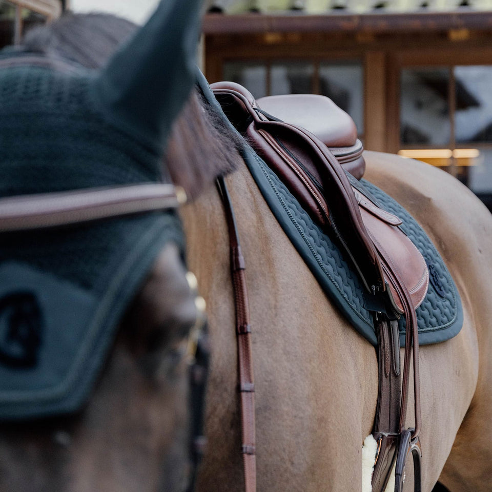 Kentucky Horsewear Plaited 3D Logo Saddle Cloth - Pine Green