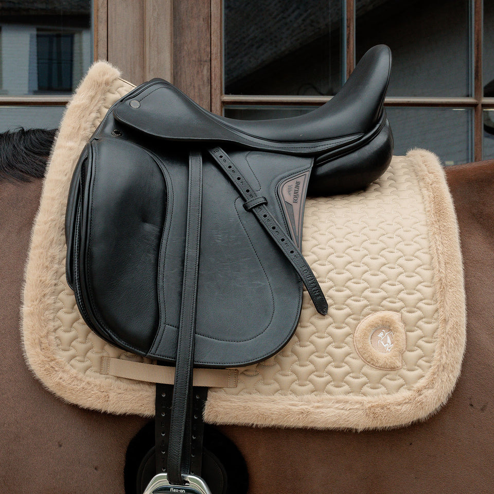 Kentucky Horsewear Faux Fur Trim Dressage Saddle Cloth - Beige