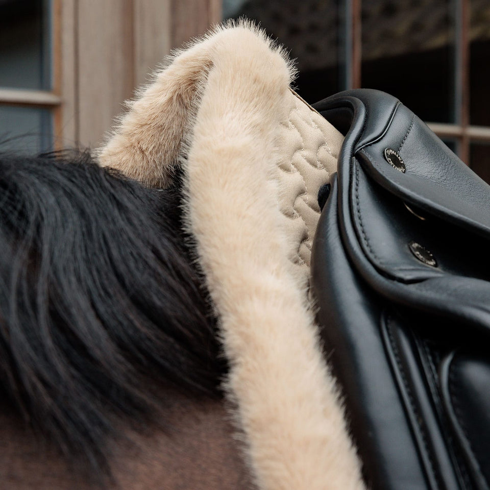Kentucky Horsewear Faux Fur Trim Dressage Saddle Cloth - Beige