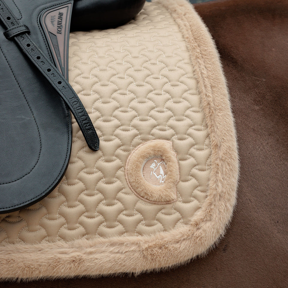 Kentucky Horsewear Faux Fur Trim Dressage Saddle Cloth - Beige