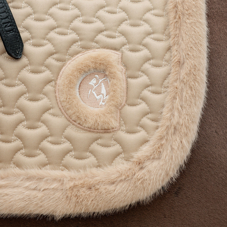 Kentucky Horsewear Faux Fur Trim Dressage Saddle Cloth - Beige